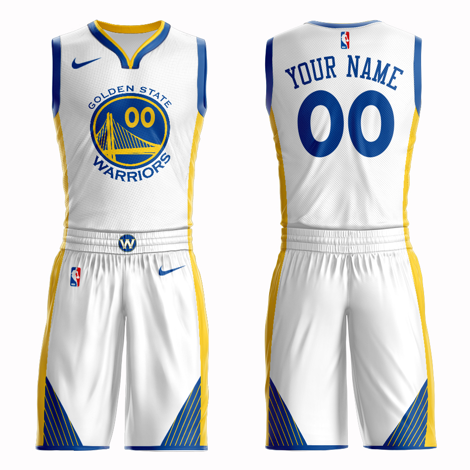 Men 2019 NBA Nike Golden State Warriors 00 white Customized jersey